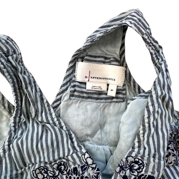 Anthropologie Blue Embroidered Aida Tassel Dress Women's Size Small Petite - Picture 5 of 6